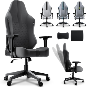 Silla <span class=keywords><strong>Gamer</strong></span> 4D Premium Gris, Reclinable <span class=keywords><strong>180</strong></span> <span class=keywords><strong>Grados</strong></span>, Transpirable, de Lino, Silla de Oficina Ergonómica Premium con Ruedas - Product Image 2