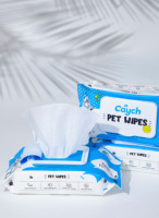 Lingettes pour animaux de compagnie format voyage anti-allergènes, enrichies en vitamine E pour le nettoyage et le toilettage