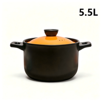 Marmite à soupe en céramique 5,5 L avec couvercle en céramique, résistante à la chaleur, compatible sans induction, passe au lave-vaisselle, revêtement alimentaire, ensemble d'ustensiles de cuisson