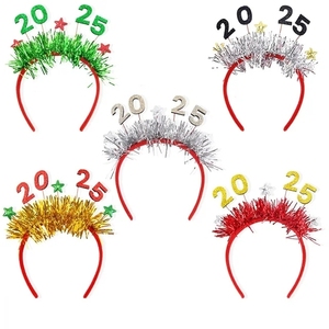 Bonne année thème clinquant feuille frangée bandeau coiffure tête porter des accessoires <span class=keywords><strong>photo</strong></span> pour 2025 nouvel an célébration fête décor - Product Image 2