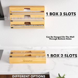 Bamboo Food Wrap Cutter 12 Inch Wide Roll Compatible Wall Mounted <b>Kitchen</b> <b>Storage</b> <b>Box</b> - Product Image 4