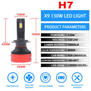 Fsylx ไฟหน้า LED H11 H7 H4 H1 X9 H4สูงสุด130W 26000lm <span class=keywords><strong>สี</strong></span><span class=keywords><strong>ขาว</strong></span> H8 9005 H19 9006 K13 focos LED ไฟรถยนต์ H19 LED - Product Image 6