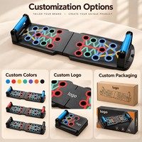 Planche de pompes pliable avec compteur LCD intelligent 22-en-1, support d'entraînement musculaire à code couleur pour l'exercice à domicile