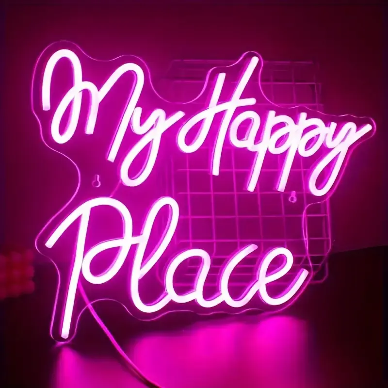 Fast delivery Dropshipping Decoracion Lettering Light Logo My Happy Place Neon Sign Neon Lights Drop Shipping For Party