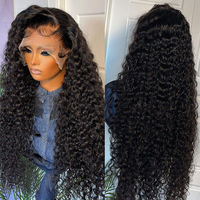 Perruque en cheveux humains vierges brésiliens bouclés et frisés, avec dentelle frontale HD transparente, couleur brun clair naturel, bonnet petit format