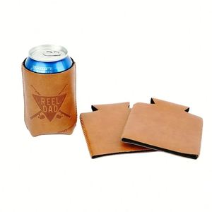 Refroidisseur de canettes personnalisé, isolant pour bière, manchon en néoprène et cuir, support pour canettes, promotion personnalisée, impression par sublimation - Product Image 2