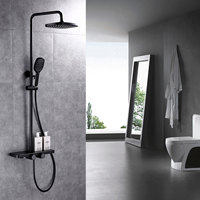 Sistema de Ducha Moderno de 3 Funciones, Montado en la Pared, Acabado Negro Mate, Combo de Ducha de Lluvia con Mezclador para Bañera, Colonia de Ducha