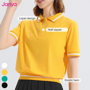 Janya Set pakaian kebugaran Gym wanita, atasan Golf lengan pendek memblokir warna 2 potong, Set pakaian tenis Yoga lipit - Product Image 4