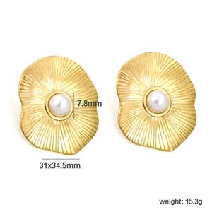 Pendientes de Acero Inoxidable Estilo Retro, Joyería con Turquesa, Piedra Natural, Ala de Mariposa, Pendientes de Botón Chapados en Oro de 18K para Mujer - Product Image 3