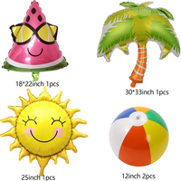 Ensemble de ballons en aluminium sur le thème de la plage, d'eau, de palmiers et de pastèques pour une fête d'anniversaire tropicale d'été sur le thème de la piscine