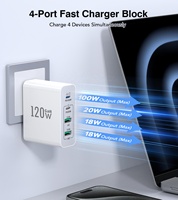 Adaptateur secteur portable HNT GaN 120W double type C 4 ports multi-prises pour ordinateurs portables PD&QC, chargeur très rapide pour téléphone portable
