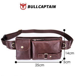 Bolsos de Hombro BULLCAPTAIN, Bandolera Personalizada, Delgada, de Piel Vacuna, Riñonera para Hombre, Bolsos de Cintura, Bolsillo en el Pecho de Cuero Genuino - Product Image 5