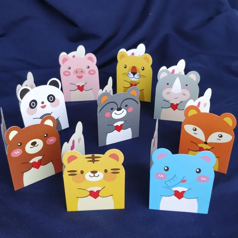 Vendita calda simpatico cartone animato animale modellazione festival piccola carta fiori regalo benedizione compleanno bambini grazie carta