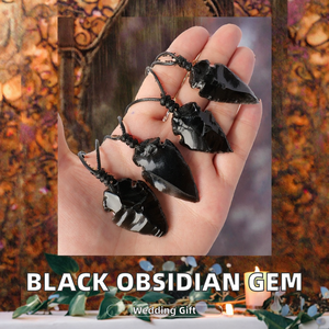 Natural <b>Healing</b> <b>Crystals</b> Black Obsidian Arrowhead Pendant Necklaces Gemstone <b>Jewelry</b> Handmade Folk Art Wholesale Bulk - Product Image 2