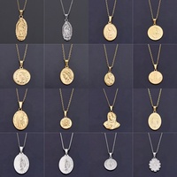 Pendentif Collier en Acier Inoxydable Religieux Bouddhiste Mary Coin Médaille Scenic Spot Bijoux Unisexe Ange Plus Cent Colonne Pendentif
