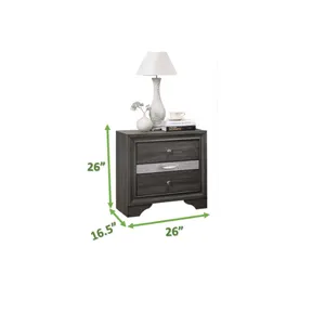 Matrix Nightstand Gray 2 <b>Drawer</b> <b>Storage</b> Unit Bedroom Furniture - Product Image 4