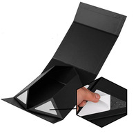 Cajas de Embalaje de Cartón con Logotipo Personalizado de Alta Gama, 33*25*12cm, Negras, Grandes, Fáciles de Plegar, para Sudaderas, Zapatos, Comercio Electrónico, Rígidas, con Asa Magnética