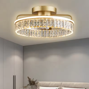 Hot Sale Chandelier K9 Crystal <b>Ceiling</b> Lamp Restaurant Home Modern Gold Color Luxury <b>Ceiling</b> <b>Fan</b> with Lights - Product Image 6