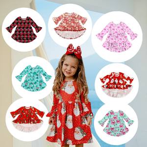 <span class=keywords><strong>Robe</strong></span> de noël <span class=keywords><strong>pour</strong></span> filles, nouveau style, tenue à carreaux <span class=keywords><strong>noire</strong></span> et rouge, manches cloches, vêtement d'hiver à volants, boutique, nouvelle collection - Product Image 1