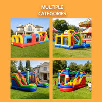 Parcours d'obstacles gonflable Rainbow Beach Surf Up avec toboggan et château gonflable