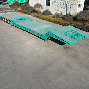 Semirremolque de plataforma baja de 19.8m con plataforma principal y 4 ejes auxiliares, capacidad de 150 toneladas, transporte de doble equipo, 5 ejes, cuello de cisne plegable - Product Image 4