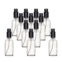 Flacons en verre transparents de 50 ml pour emballages cosmétiques, brumes capillaires, huiles corporelles, sprays solaires, avec pulvérisateur noir