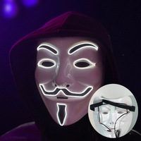 Baige masker pesta menyala Halloween, topeng Led Halloween menyala warna campuran kata hitam