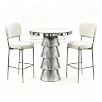 Nouvelle conception de table haute de bar en acier inoxydable, ensemble de table de bar pour mariage, table à cocktails