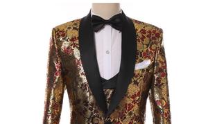 Benutzer definierte Hochzeit Black Collar Gold Printing Männer Smoking Mantel - Product Image 5