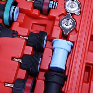 Kit de détection de fuites de réservoir d'eau 18 pièces, testeur de système de refroidissement automobile, manomètre, kit d'outils de réparation automobile universel - Product Image 2