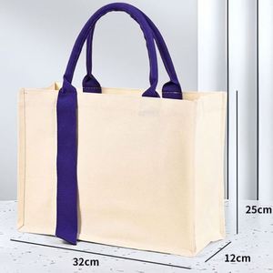 Customizable 12OZ Cotton <b>Canvas</b> PVC Coated Bag Ribbon Handle Manufacturer's Small Medium <b>Large</b> Sizes Logo Back Cotton Stripes - Product Image 5
