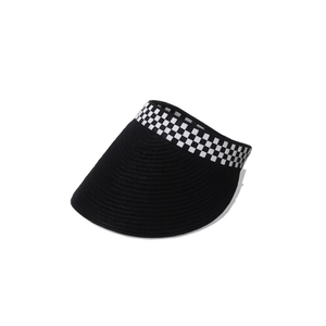 Visiera da donna in paglia con fascia a scacchi, visiera estiva alla moda per la spiaggia e la protezione all'aperto, taglia unica - Product Image 1