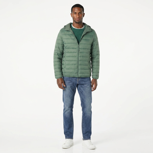 Blousons matelassés en toile personnalisés OEM ODM avec logo, vêtements d'extérieur chauds et isolés à col montant avec logo frontal pour hommes - Product Image 1