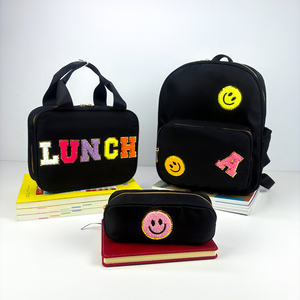 Stoney Clover personnalisé bricolage lettre patchs retour à l'école étanche Nylon refroidisseur boîte à déjeuner porte-crayon sac à <span class=keywords><strong>dos</strong></span> ensemble - Product Image 6