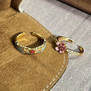 Chinese-style Enamel Flowers Open Adjust <b>Ring</b> Ethnic-style Embossed Flower <b>Ring</b> Luxury <b>Adjustable</b> Openwork Trendy <b>Ring</b> - Product Image 4