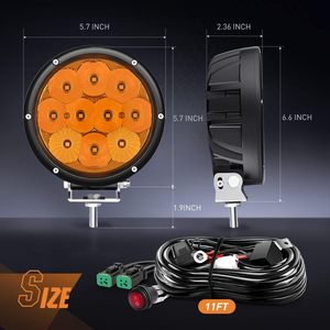 Luz LED de Conducción Combinada Antiniebla y de Inundación de 50W, Amarilla, de 5.7 Pulgadas, con Conector DT y Arnés de Cableado para Motocicleta y Camión - Product Image 6