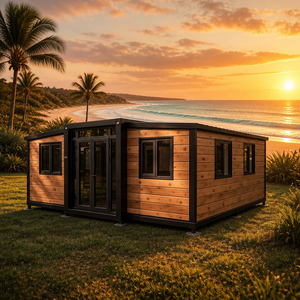 Casa Container Espandibile Moderna con Rivestimento in Legno e Telaio in Acciaio, Pronta per l'Assemblaggio per Progetti Resort Balneari, Garanzia di 1 Anno - Product Image 1