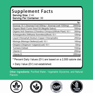 OEM/ODM Gotas Líquidas de Guanábana Amarga 10 en 1 con Musgo Marino, Moringa y Orégano, Apoyo para la Inmunidad, el Estado de Ánimo y la Salud Intestinal - Product Image 2