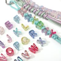 Perles lettres acryliques irisées effet soleil, transparentes et colorées, à grand trou, pour la fabrication de bijoux DIY (bracelets et colliers) - Lot de 10