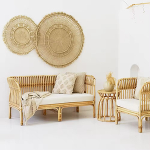 Muebles de Jardín Naturales, Juego de Mesa y Sillas de Mimbre Estilo Bambú para Patio, Mesa de Bistró de Ratán para Exteriores - Product Image 4