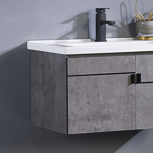 A buon mercato a parete mobiletto del <span class=keywords><strong>bagno</strong></span> con specchio lavello in ceramica compensato di lavaggio bacino di prodotti da <span class=keywords><strong>bagno</strong></span> 2020 grigio scuro vanity cabinet - Product Image 6