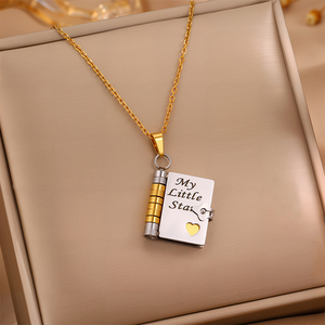 Collier en acier inoxydable gravable avec symbole du Bouddhisme, plaqué or, chaîne de clavicule, cadeau de Saint-Valentin pour elle - Product Image 4
