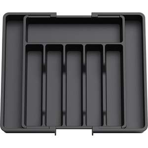 Boîte de rangement rectangulaire pour couverts, support réglable pour couverts, tiroir rétractable en plastique pour étui à couverts, 5 pièces - Product Image 1