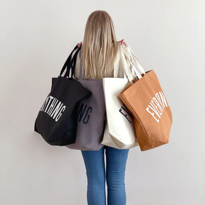 <span class=keywords><strong>Sac</strong></span> de shopping en <span class=keywords><strong>toile</strong></span> de coton réutilisable extra large pour femmes avec logo personnalisé, poches zippées, longue poignée en corde - Product Image 2