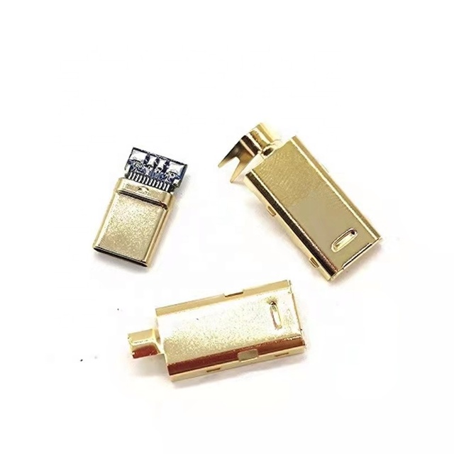 USB-C 3.1 4-Pin Metal Housing Gold Plated DIY Male Type C Connector UHF PCB Adapter 500M Insulation 0.03 Contact