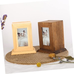 Solid Wood Pet <b>Urn</b> Rectangle 17x14x21 Cm Airtight Framed Memorial For <b>Cats</b> And Dogs - Product Image 1