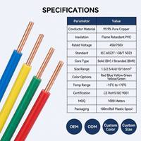 Kabel Listrik Tembaga Padat Berisolasi PVC 450/750V BV BVR untuk Penggunaan Rumah Tangga & Konstruksi 1.5-16mm