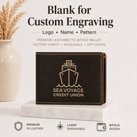 Portefeuille homme bifold en similicuir gravable au laser, vente en gros, portefeuilles en cuir PU vierges pour gravure laser, pour cadeaux d'affaires personnalisés