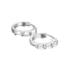Pendientes de Aro con Circonitas Multicolores de Estilo Simple, en Plata/Oro, para Mujer, Ideales para Bodas, Joyería Personalizada - Product Image 3