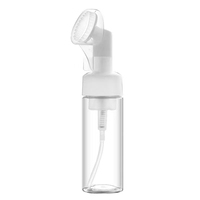 Bouteille en PET de 120 ml avec pompe à mousse et bouchon avec brosse pour nettoyant visage, pot transparent non rechargeable pour cosmétiques